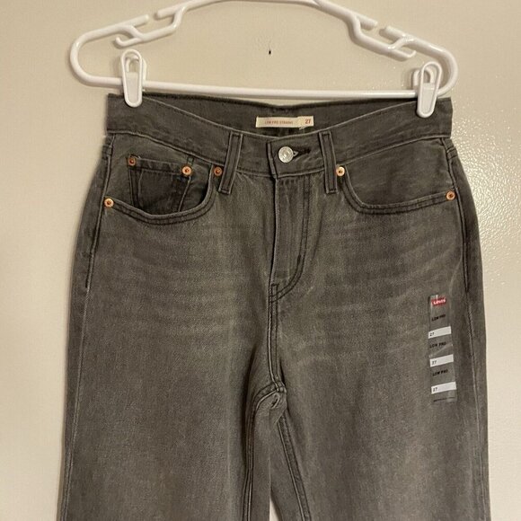 Levis Wmn 27 Gray Denim Splatter Hem Slouchy Mid Rise Low Pro Straight Jean NWOT - Picture 5 of 13